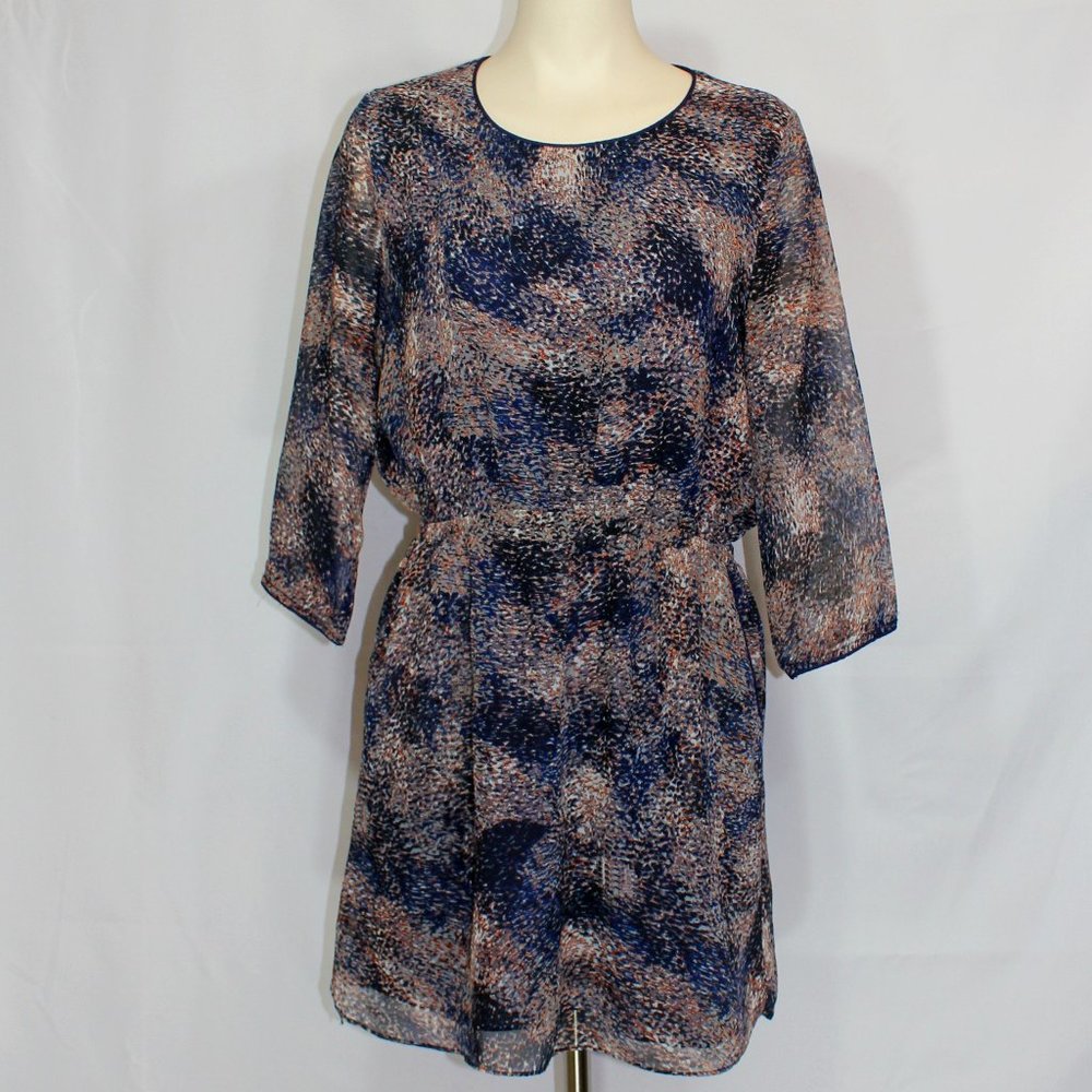 Suncoo Paris Floral  mini 3/4 sleeve woman dress crew neck lined size T1/Small